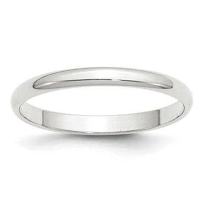 14k White Gold 2.5mm Lightweight Half Round Wedding Band