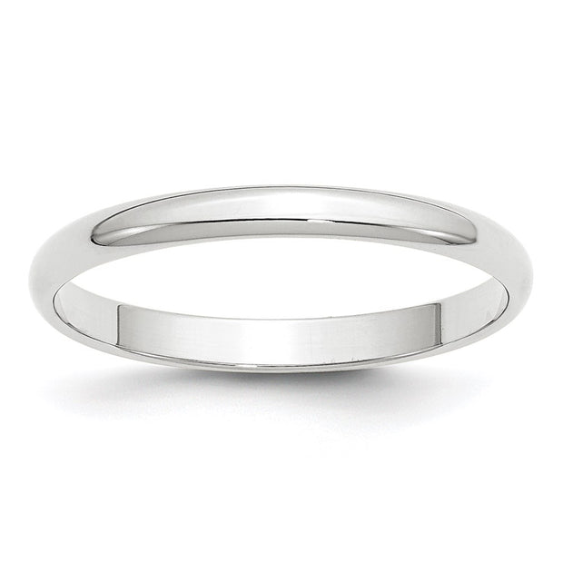 14k White Gold 2.5mm Lightweight Half Round Wedding Band