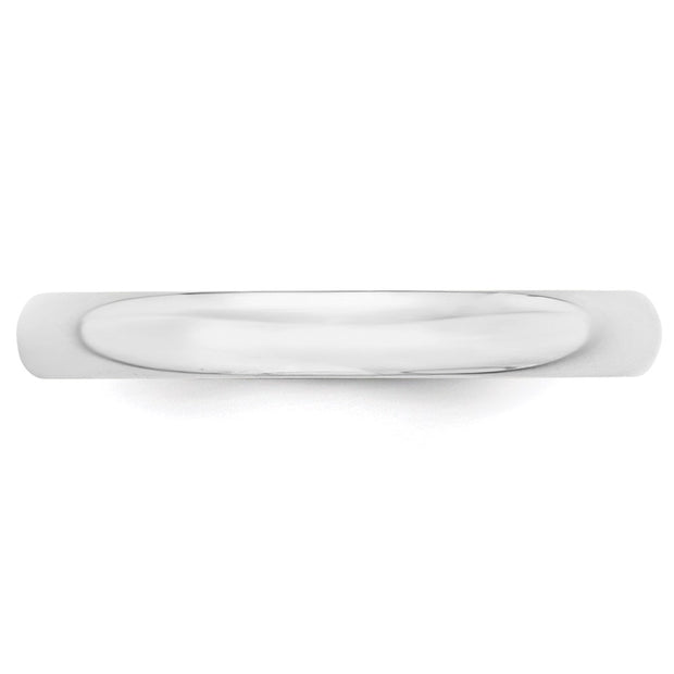 14k White Gold 3mm Lightweight Half Round Wedding Band