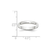 14k White Gold 3mm Lightweight Half Round Wedding Band