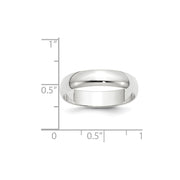14k White Gold 5mm Lightweight Half Round Wedding Band