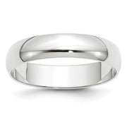 14k White Gold 5mm Lightweight Half Round Wedding Band