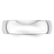 14k White Gold 6mm Lightweight Half Round Wedding Band