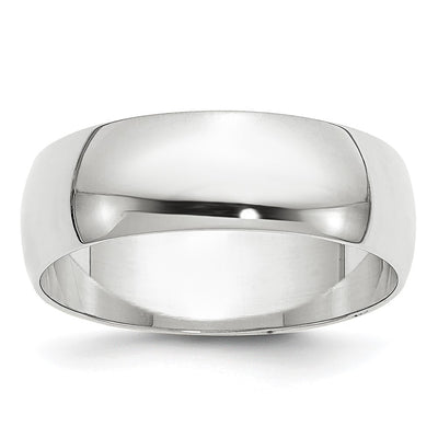 14k White Gold 6mm Lightweight Half Round Wedding Band