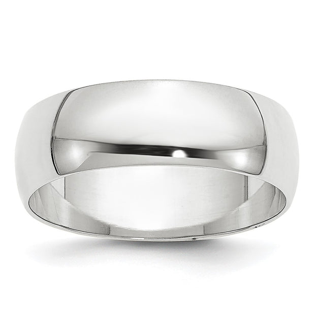 14k White Gold 6mm Lightweight Half Round Wedding Band