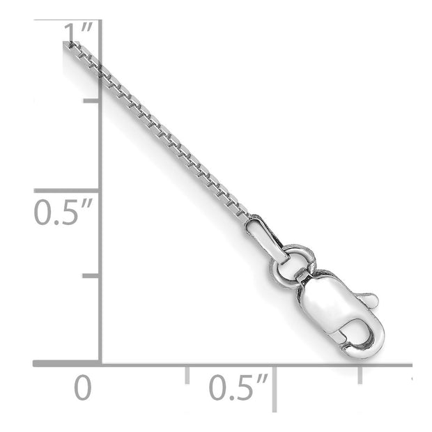 14K White Gold .9mm Box with Lobster Clasp Anklet