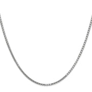14K White Gold 1.9mm Box with Lobster Clasp Chain