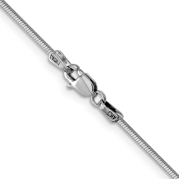 14K White Gold 1mm Octagonal Snake with Lobster Clasp Chain