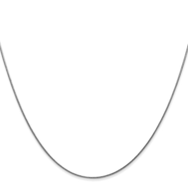 14K White Gold .8mm Round Snake with Lobster Clasp Chain