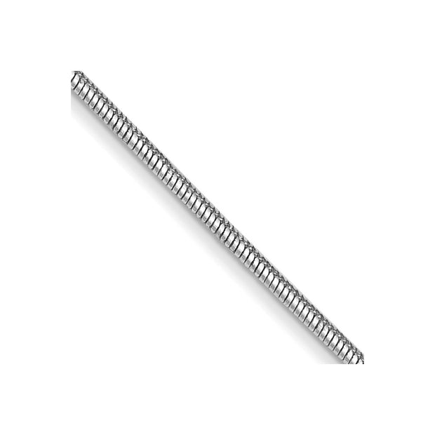 14K White Gold .8mm Round Snake with Lobster Clasp Chain