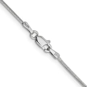 14K White Gold 1.1mm Round Snake with Lobster Clasp Chain