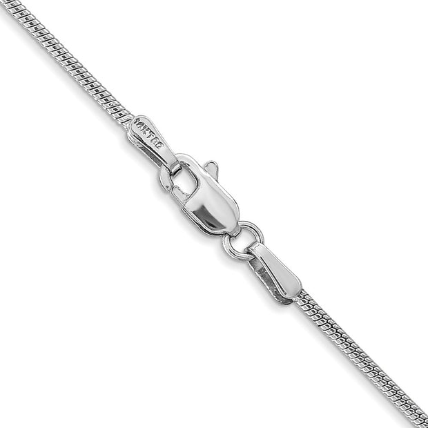 14K White Gold 1.4mm Round Snake Lobster Clasp Chain