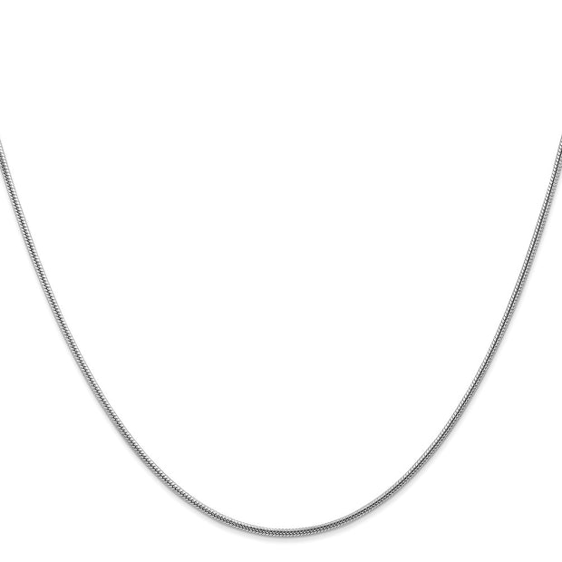14K White Gold 1.6mm Round Snake Lobster Clasp Chain