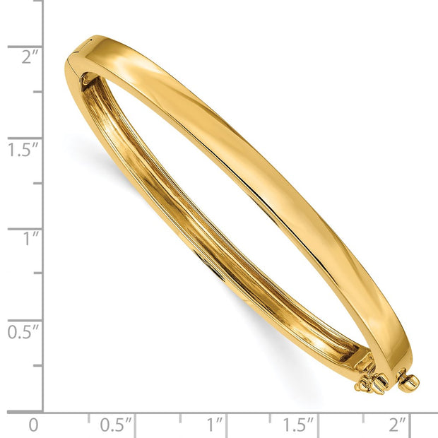 14k Polished Solid Hinged Oval Bangle Bracelet