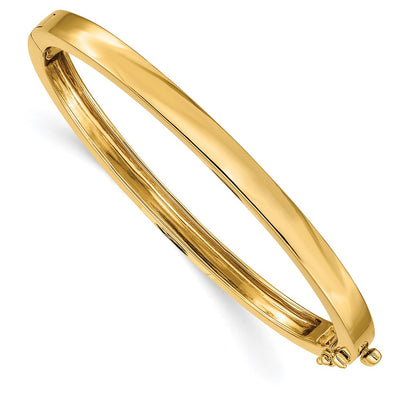 14k Polished Solid Hinged Oval Bangle Bracelet