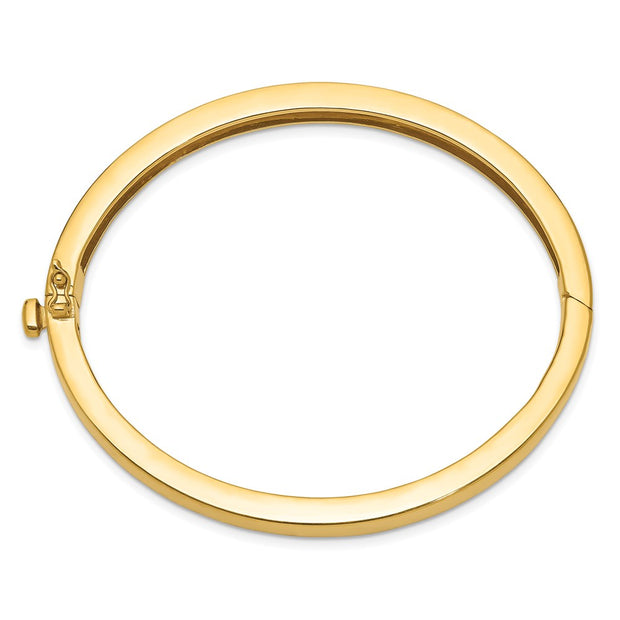 14k Polished Solid Hinged Oval Bangle Bracelet