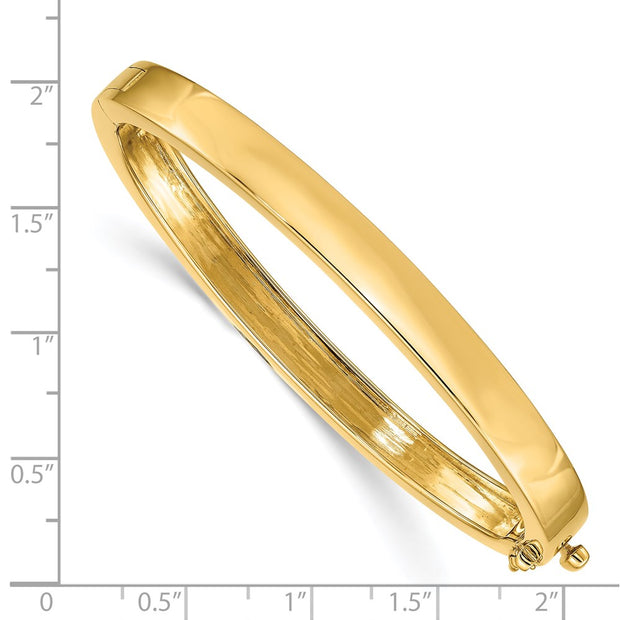14k Polished Solid Hinged Oval Bangle Bracelet