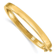 14k Polished Solid Hinged Oval Bangle Bracelet