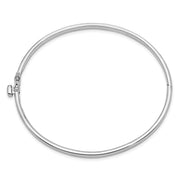 14k White Gold Polished Solid Hinged Oval Bangle Bracelet