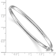 14k White Gold Polished Solid Hinged Oval Bangle Bracelet