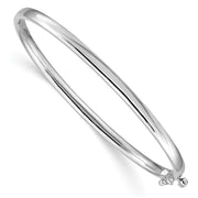14k White Gold Polished Solid Hinged Oval Bangle Bracelet