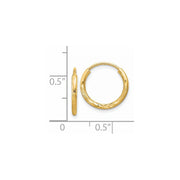 14k 1.5mm Satin Diamond-cut Endless Hoop Earrings