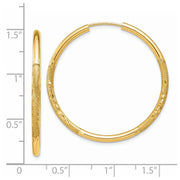 14k 2mm Satin Diamond-cut Endless Hoop Earrings
