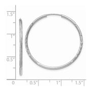 14k White Gold 1.5mm Diamond-cut Endless Hoop Earrings