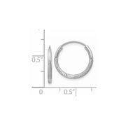 14k White Gold 1.5mm Diamond-cut Endless Hoop Earrings