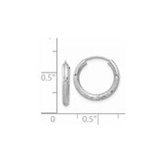 14k White Gold 2mm Diamond-cut Endless Hoop Earrings