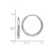 14k White Gold 2mm Diamond-cut Endless Hoop Earrings