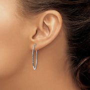 14K White Gold 1.25mm Diamond-cut Endless Hoop Earring