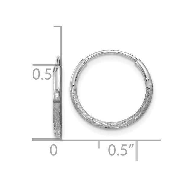14K White Gold 1.25mm Diamond-cut Endless Hoop Earring