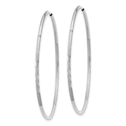 14K White Gold 1.25mm Diamond-cut Endless Hoop Earring