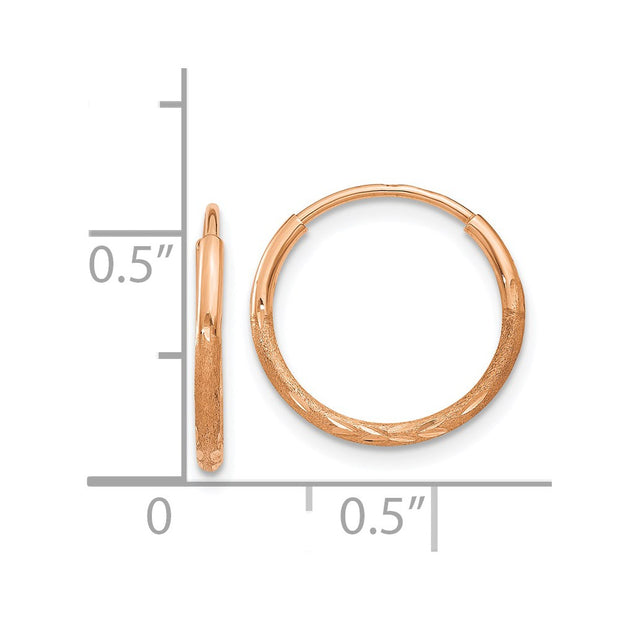 14k Rose Gold 1.25mm Diamond-cut Endless Hoop Earring