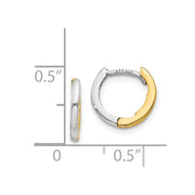 14k Two-tone Mini 1.35mm Round Hinged Hoop Earrings