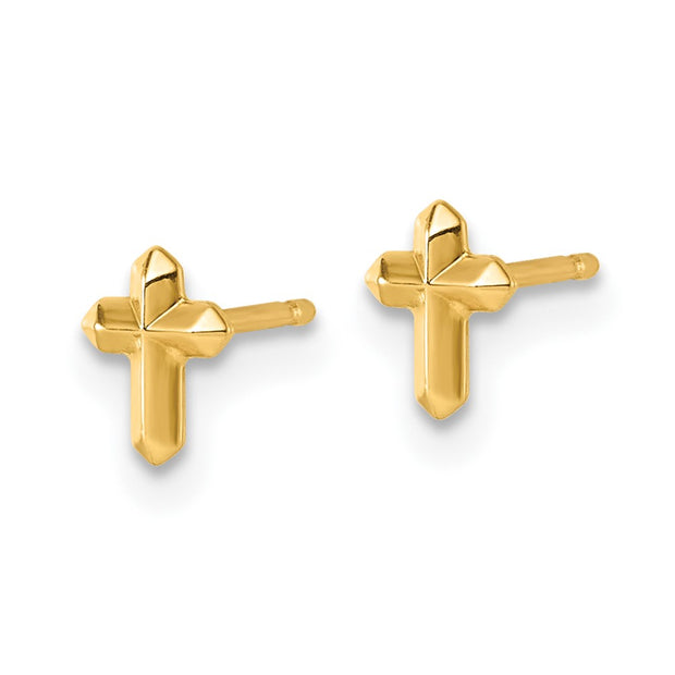 14K Polished Cross Post Earrings