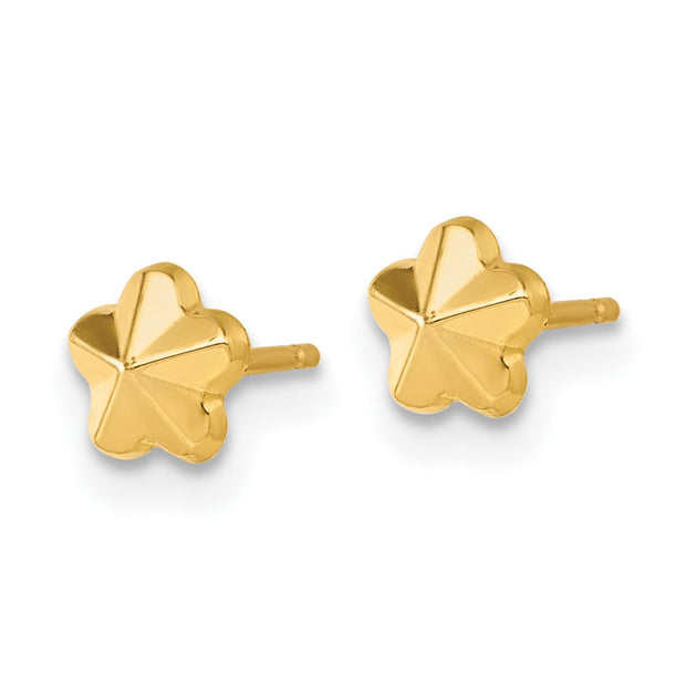 14K Polished Flower Post Earrings