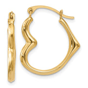 14K Heart Hoop Earrings