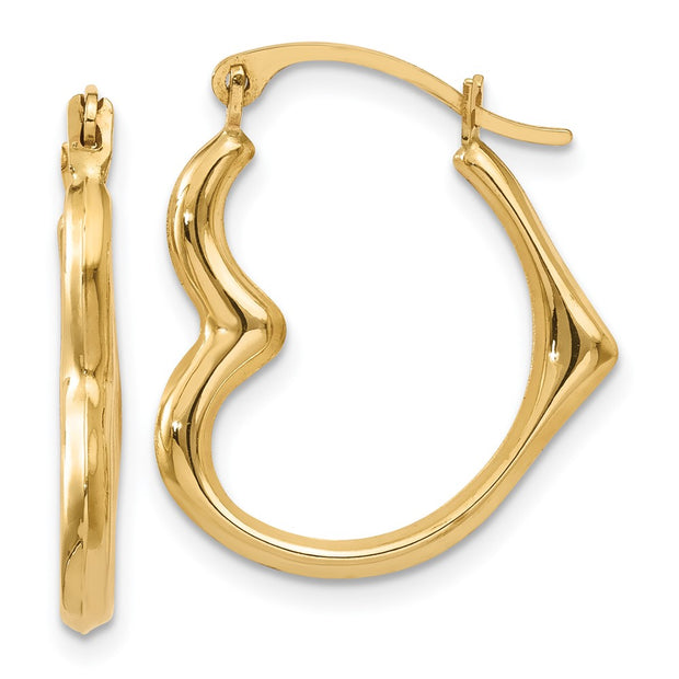 14K Heart Hoop Earrings