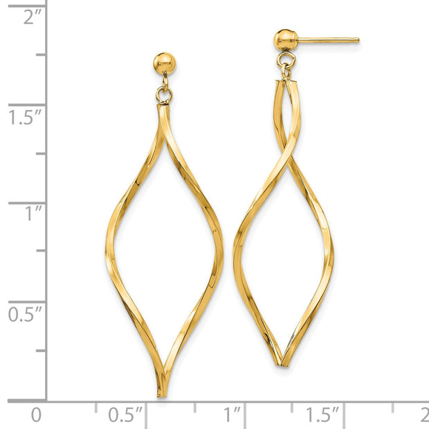 14k Twisted Post Dangle Earrings