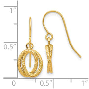 14k Gold Textured Fancy Dangle Earrings