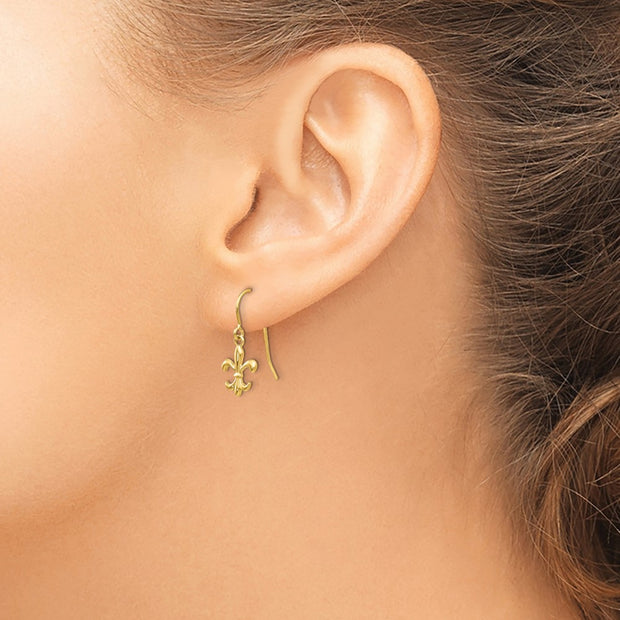 14k Fleur de lis Dangle Earrings