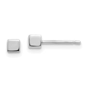 14K White Gold Square Stud Earrings