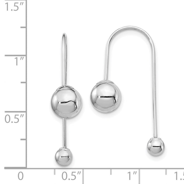 14K White Gold Bead w/Screw End Threader Earrings