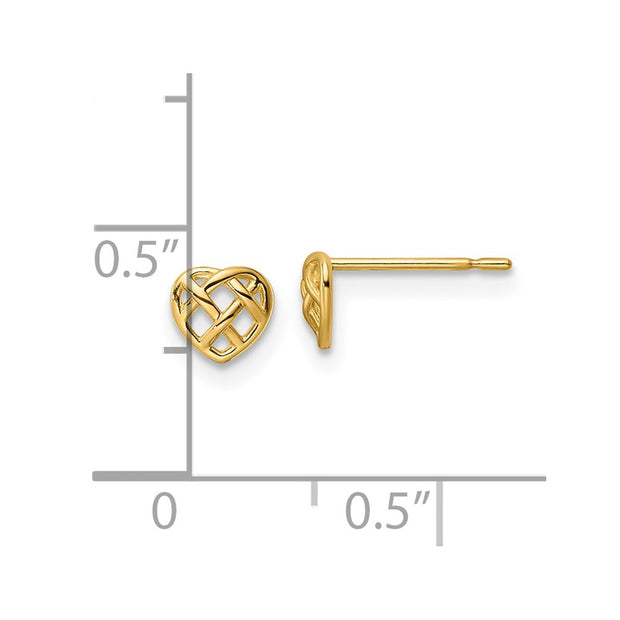 14k Heart Post Earrings