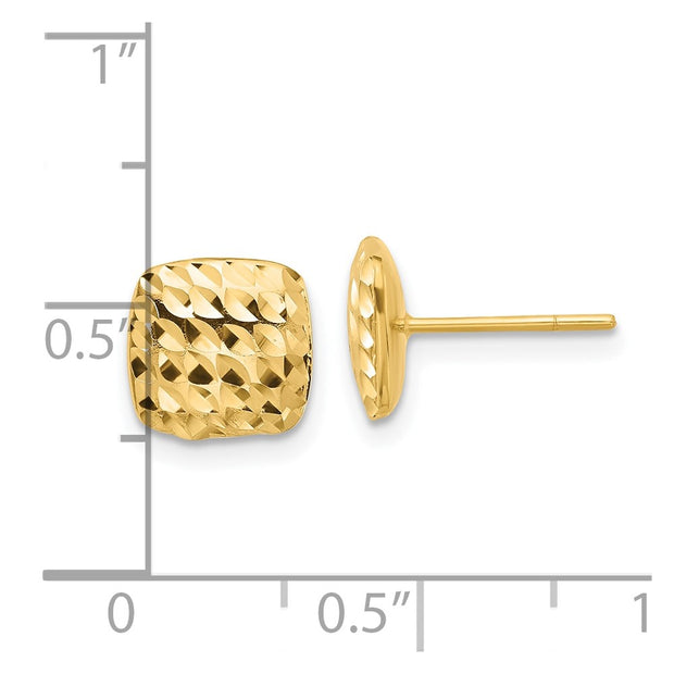 14K Diamond Cut Square Post Earrings