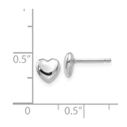 14k White Gold Heart Post Stud Earrings