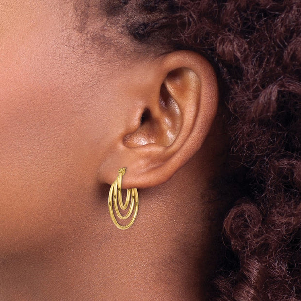 14k Triple Hoop Earrings